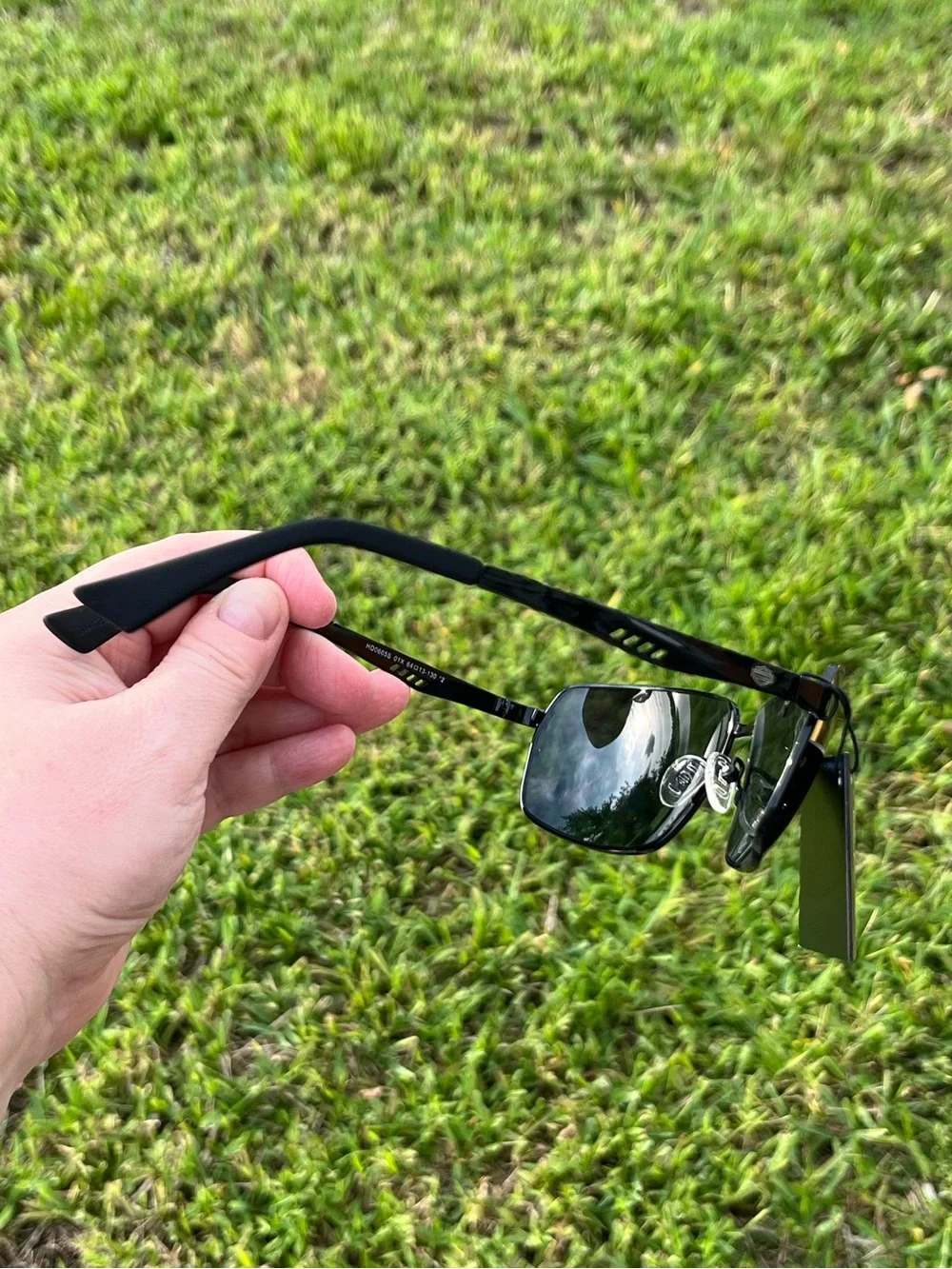 NWT Harley-Davidson Black Frame Sunglasses with Blue-Purple Reflective Lenses